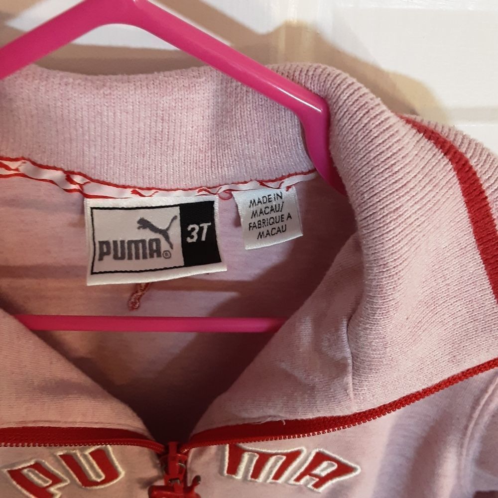 Puma Jacket Zipper Logo Pink Red size 3T - Picture 3 of 4
